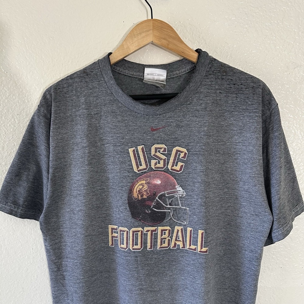 Vintage Nike Center Swoosh USC Trojans Football Shirt Mens M Distressed Gray